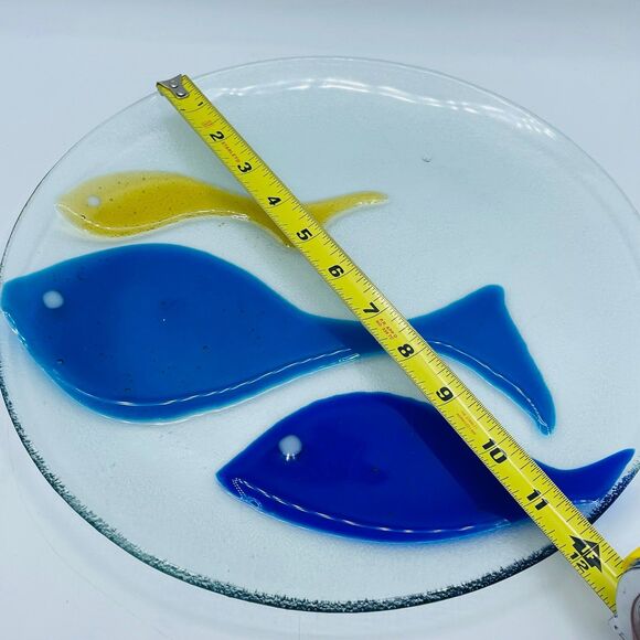 Pottery Barn School of Fish Fused Glass Serving Platter Decorative Plate - Picture 5 of 5